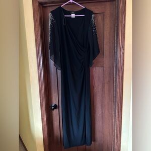 Elegant Black Dress with Beaded Sleeves